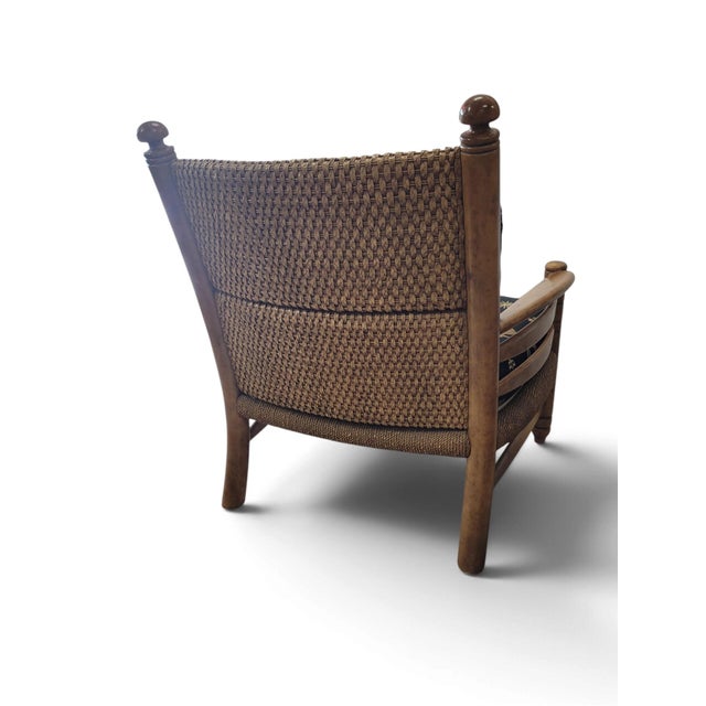 Maitland-Smith British Colonial Cane Lounge Chair & Ottoman, C. 1990 For Sale - Image 14 of 16