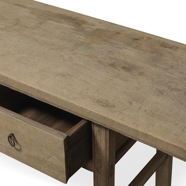 Natural Elm 3-Drawer Console For Sale - Image 6 of 8