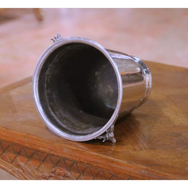 Silver Mid-Century French Silvered Brass Champagne Bucket With Stag Heads For Sale - Image 8 of 9