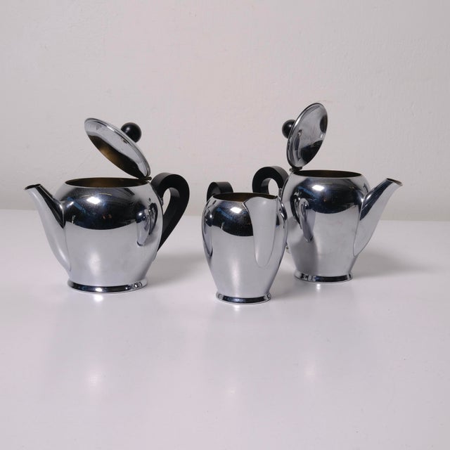Metal Bombè Coffee Maker and Milk Jug by Alfra Alessi, Italy, 1940s, Set of 3 For Sale - Image 7 of 12