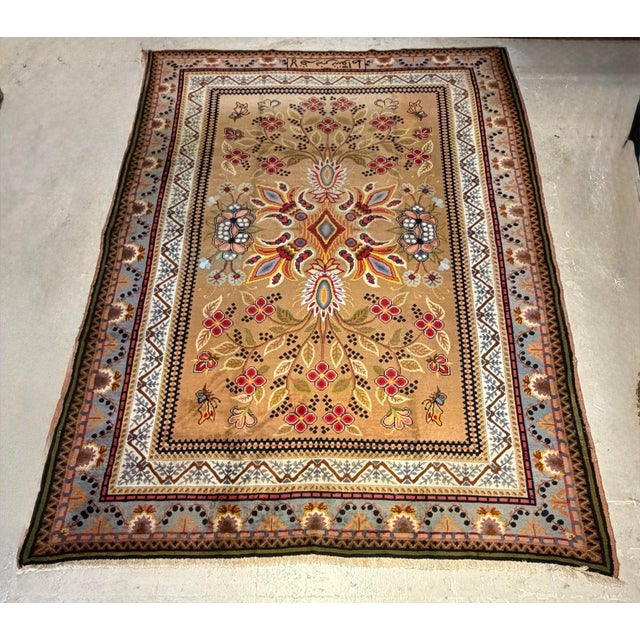 Large Antique Hand-Knotted Art Nouveau Floral Oriental Rug, 11’9” × 8’6”, Circa 1920–1950 For Sale - Image 11 of 11