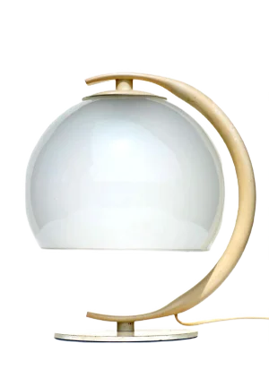 Italian Metal & Frosted Glass Table Lamp, 1960s