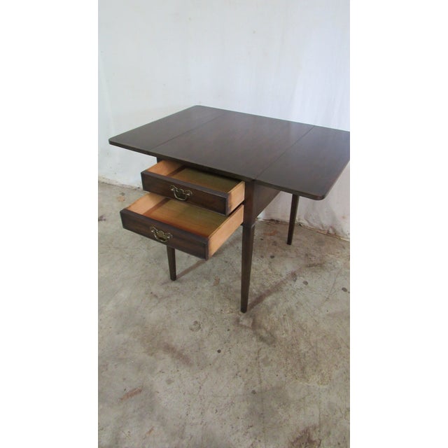 1980s Henkel Harris Mahogany Drop-Leaf Side Table For Sale - Image 6 of 9
