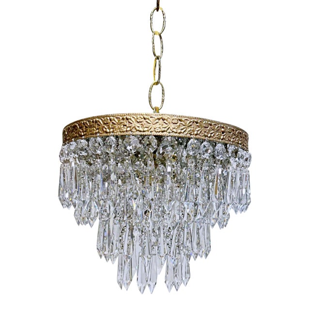 Vintage Italian Brass Upside Down Layered Cake Pendant For Sale