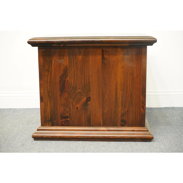 Brown Ethan Allen Antiqued Pine Collection 26" Square Commode Lamp Table 12-8075 For Sale - Image 8 of 9