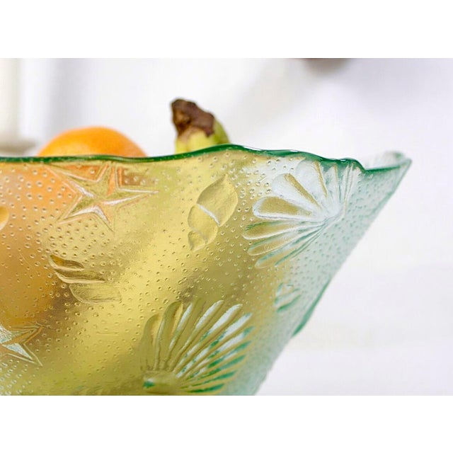 Green Glass Embossed Server & Salad Bowls - Set of 5 For Sale - Image 4 of 9