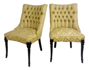 Early 20th Century Regency Inspired Tufted Side Chairs /aPair