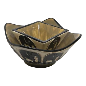 Vintage Authentic South African Ceramic Decorative Bowl Set by World Renown Julian Keyser