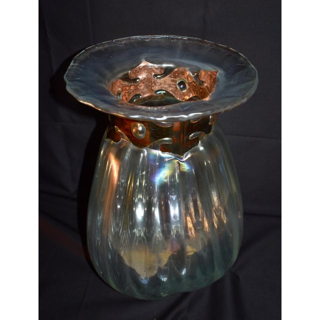 Vtg. Silvestri Mouth Blown Iridescent Glass Vase For Sale - Image 4 of 7