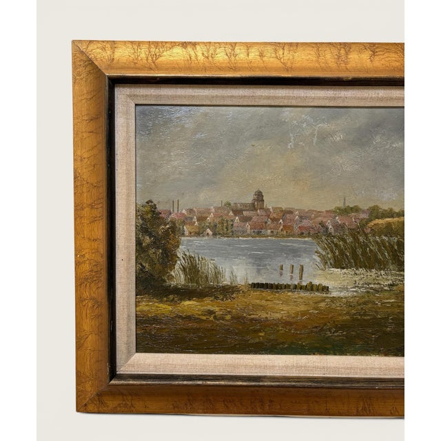 Capture the quiet beauty of the European countryside with this charming vintage original oil painting depicting a peaceful...