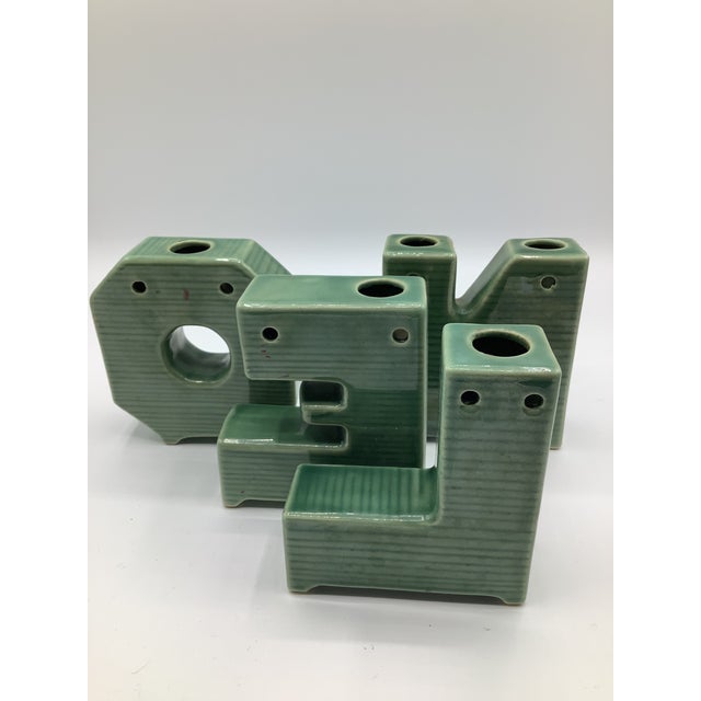 Vintage Ceramic Christmas Noel Letters Candle Holders Lipper and Mann Japan - Set of 4 For Sale In New York - Image 6 of 8