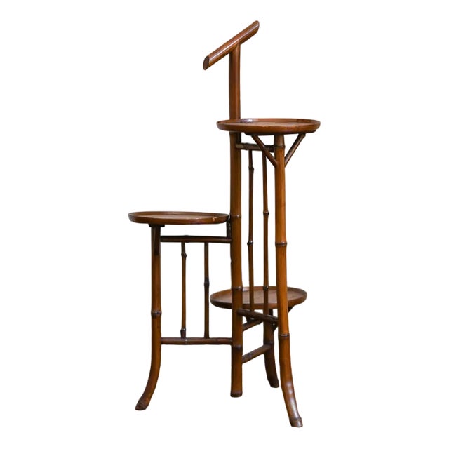 Bamboo Valet Stand with Three Shelves, Early 20th Century For Sale