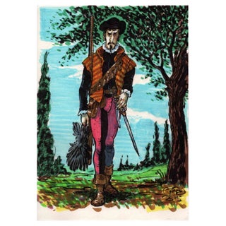 Vincenzo Bizzarri, Benvenuto Cellini con Uccelletto, Ink & Markers on Paper, 2015 For Sale