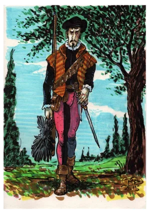 Vincenzo Bizzarri, Benvenuto Cellini con Uccelletto, Ink & Markers on Paper, 2015