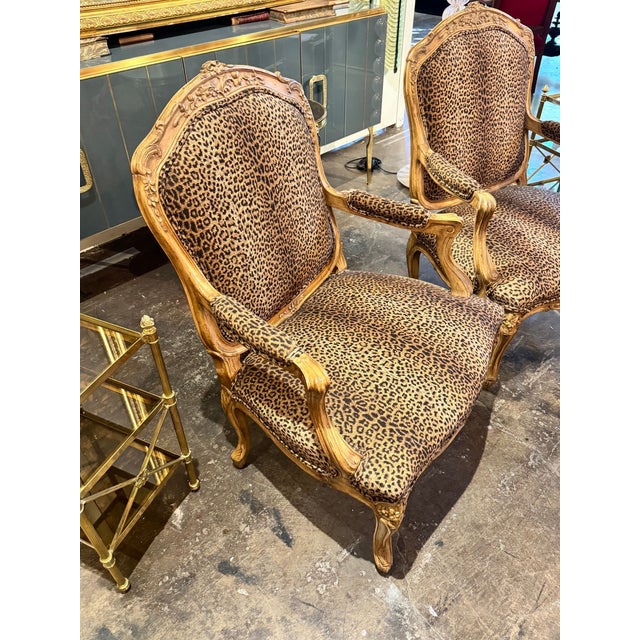 Pair of French Louis XV Bergeres With Leopard Upholstery For Sale In Dallas - Image 6 of 10