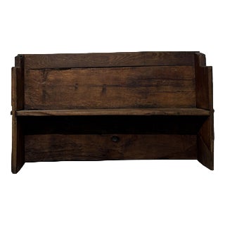 Antique Brutalist Wooden Chestnut Bench, 1700s For Sale