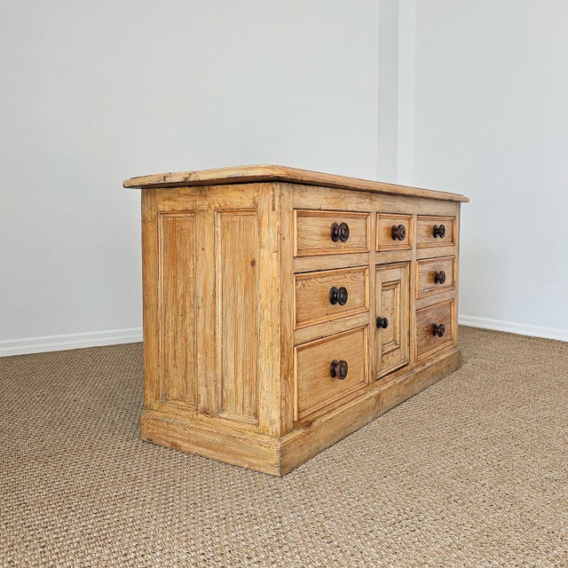 Antique English Pine Sideboard Circa 1880 Farmhouse Buffet Dresser 7 Drawer For Sale - Image 4 of 10