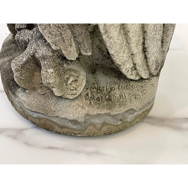 1970s Henri Studio Vintage Cast Concrete Owl Garden Statue For Sale - Image 5 of 13