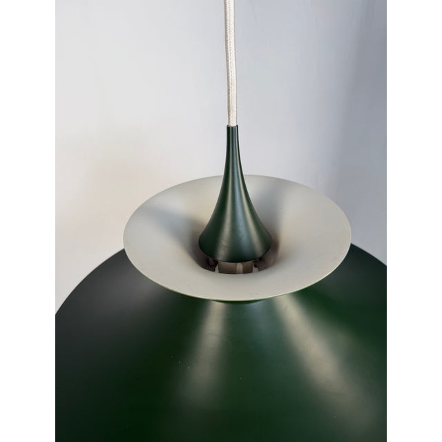 Metal Radius Pendant Lamp in Dark Green by Erik Balslev for Fog & Mørup, Denmark, 1970s For Sale - Image 7 of 9