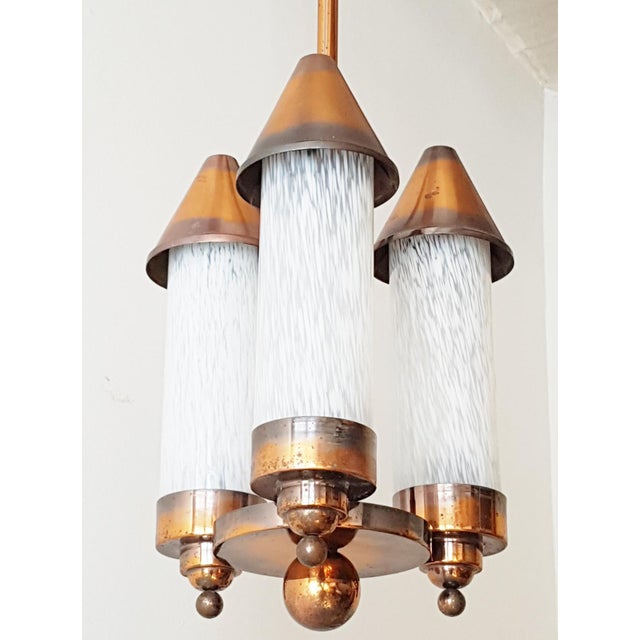 Art Deco Copper and Glass Ceiling Light, 1930s-1940s For Sale - Image 6 of 6