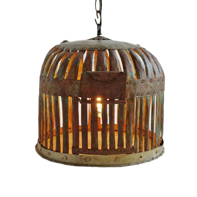 2020s Industrial Iron Cage Pendant Light For Sale - Image 5 of 8
