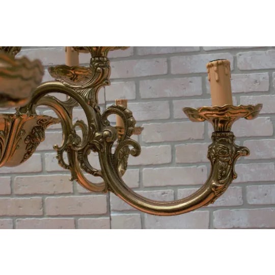 Antique Italian Baroque Style Ornate Figural Ormolu Brass Chandelier - Pair For Sale In Chicago - Image 6 of 7