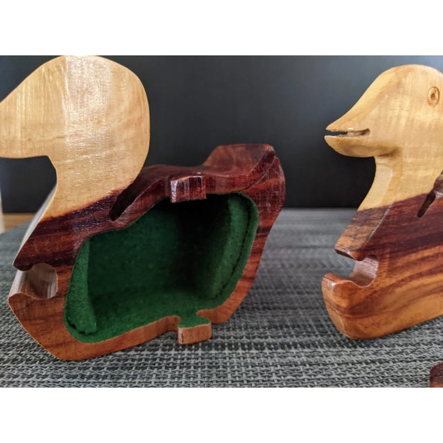 Brown Vintage Carved Wood Duck Puzzle Boxes - a Pair For Sale - Image 8 of 10