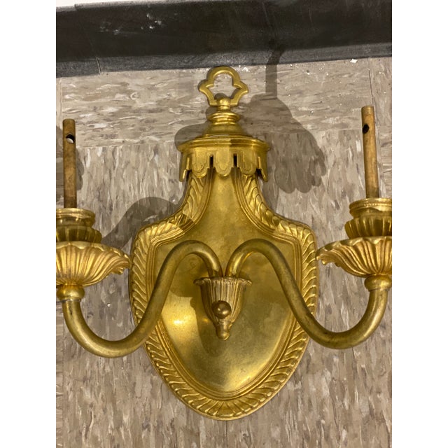 French Large 1920s French Gilt Bronze Sconces - a Pair For Sale - Image 3 of 4