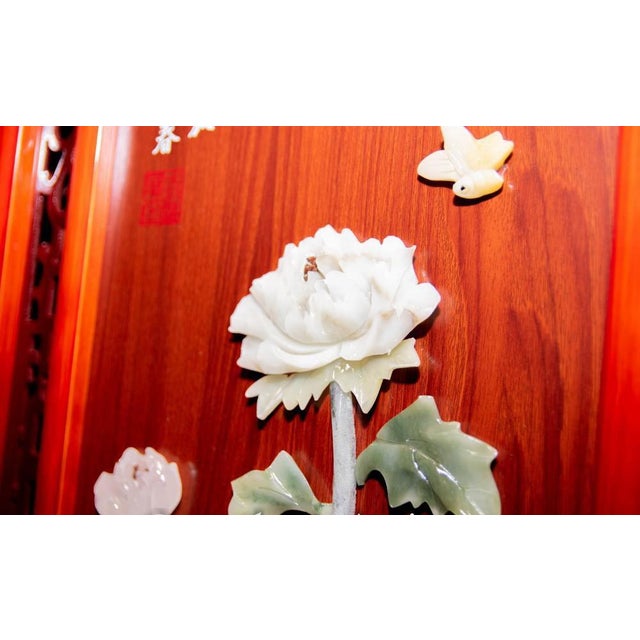 - Gorgeous set of four Chinese screens or plaques - Crafted from soapstone with floral motifs and birds - Great collectors...