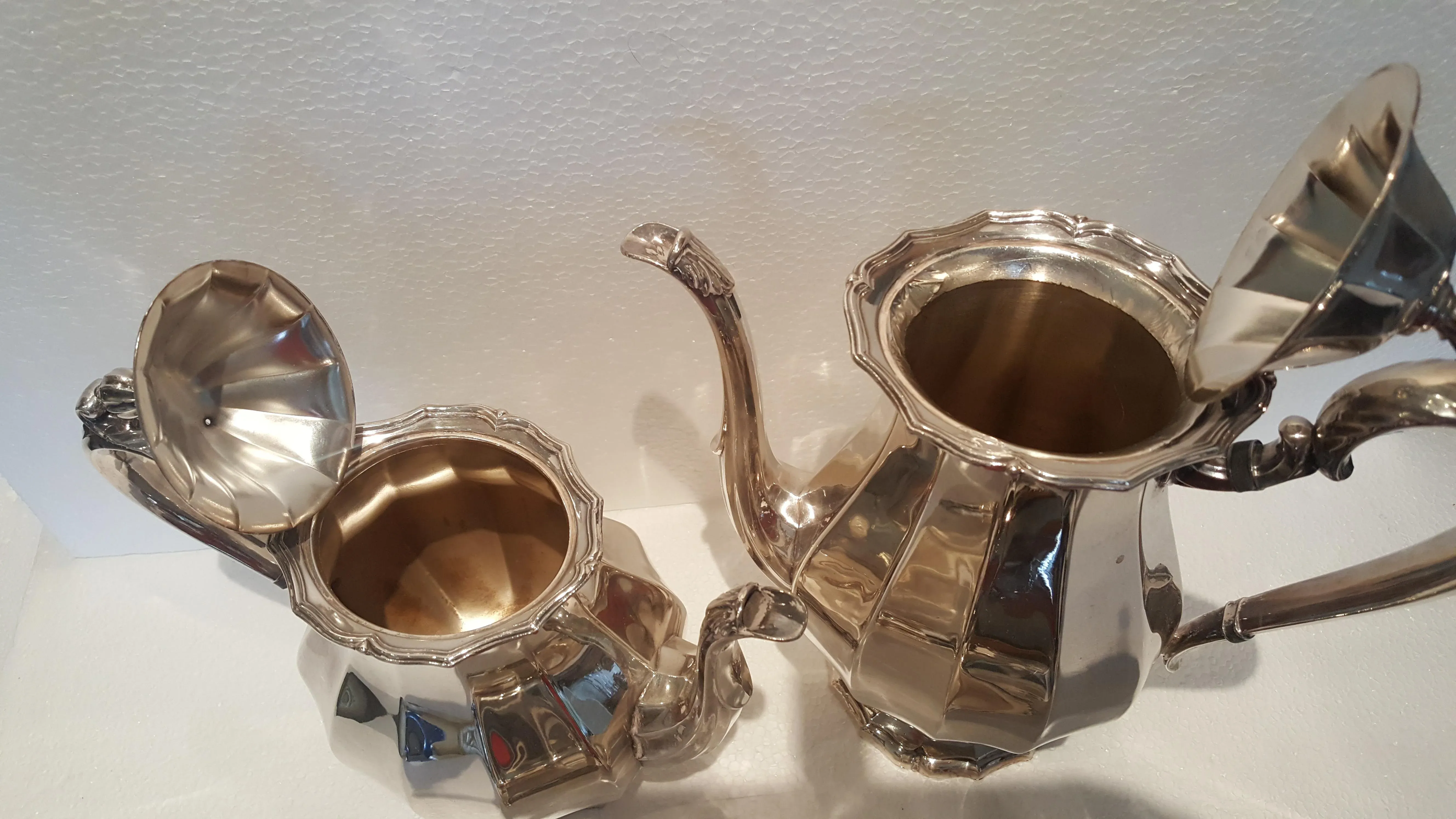 1940s Webster Wilcox English Flutes Silver Plate Coffee and Tea