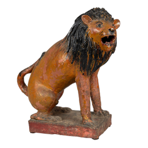 Continental Terracotta Folk Art Lion