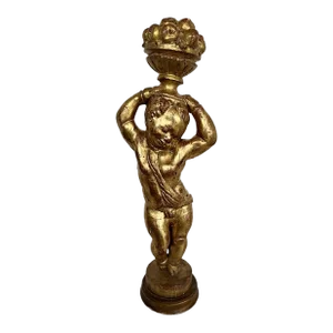Gold Putti Wood Statue