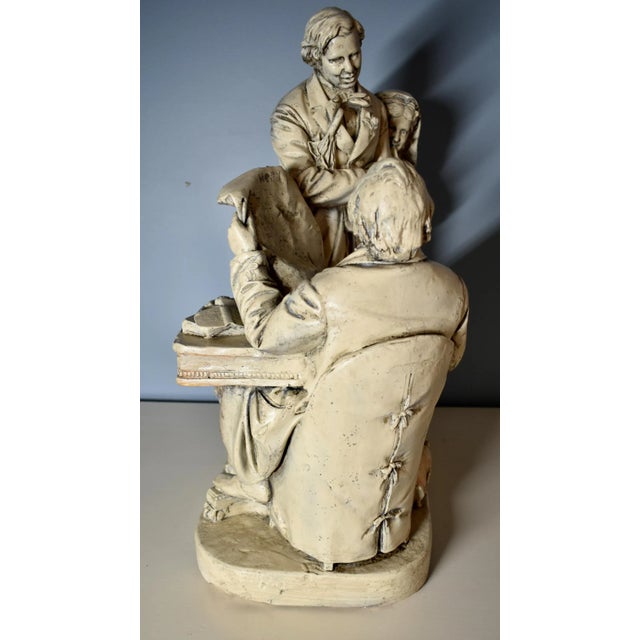 John Rogers Plaster Statue Sculpture Antique Coming to the Parson Patented 1870 For Sale - Image 4 of 12