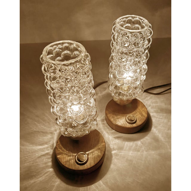 1970s Vintage Bubble Glass Table Lamps, 1970s, Set of 2 For Sale - Image 5 of 14