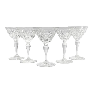 1950s Royal Brierley Set of 5 Crystal Cordial Liqueur Goblets