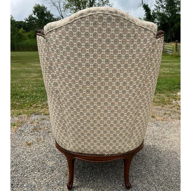 French Early 20th Century Carved Wingback Chair For Sale - Image 3 of 12