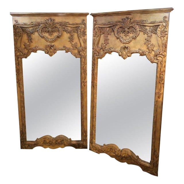 Pair Of Monumental Custom Carved Wall Console Or Standing Floor