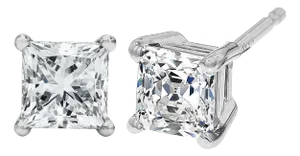 14K White Gold 1/2 Cttw Princess Cut Lab Grown Diamond Solitaire Stud Earrings (F-G Color, VS2-SI1 Clarity)
