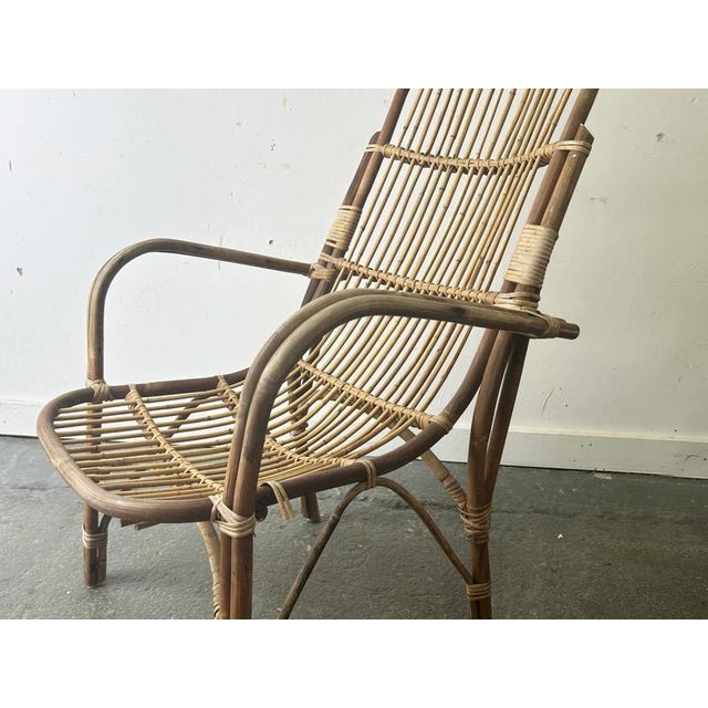 1960s Mid-Century Rattan and Bamboo Lounge Armchairs, 1960s, Set of 2 For Sale - Image 5 of 8