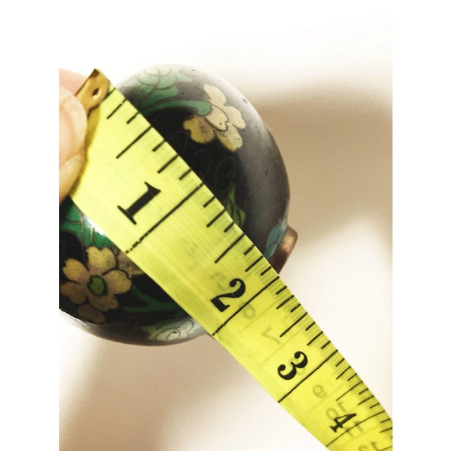 Pair of Antique Black Floral Cloisonné Bowls Vessels, Marked China For Sale - Image 12 of 12