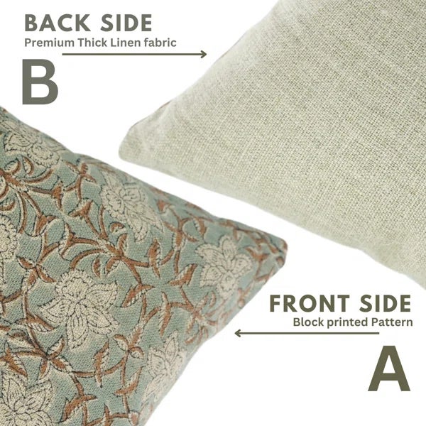 Fabdivine Throw Pillow Cover 22x22 Inch Handmade Cushion With Block Print- Chudamani For Sale - Image 4 of 5