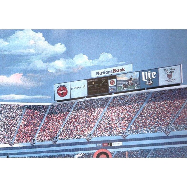 "Victory in Overtime" by Ernie Barnes is a dynamic lithograph that captures the intensity and energy of a pivotal moment...