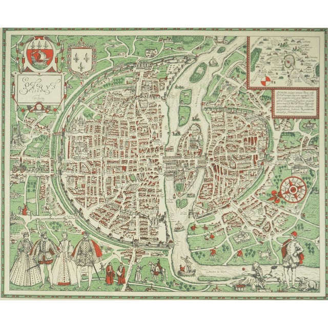 BRAUN / HOGENBERG Map of Paris, 1564 Antique map (color reproduction) On laid linen paper, 65 x 53 cm (approx. 26 x 21...