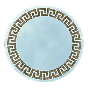 Late 20th-C. Neo-Classical Style Faux Tortoise & Greek Key Round Wall Mirror