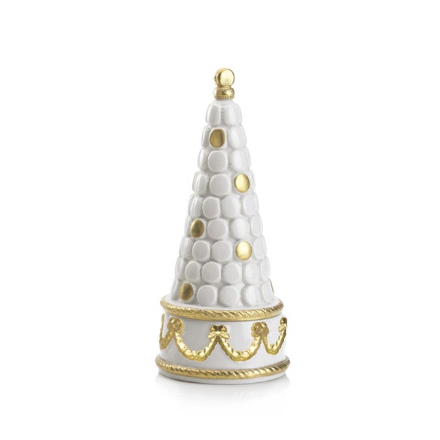 Baby Macarons Pyramid Scented Candle White in Antique Gold For Sale - Image 4 of 4