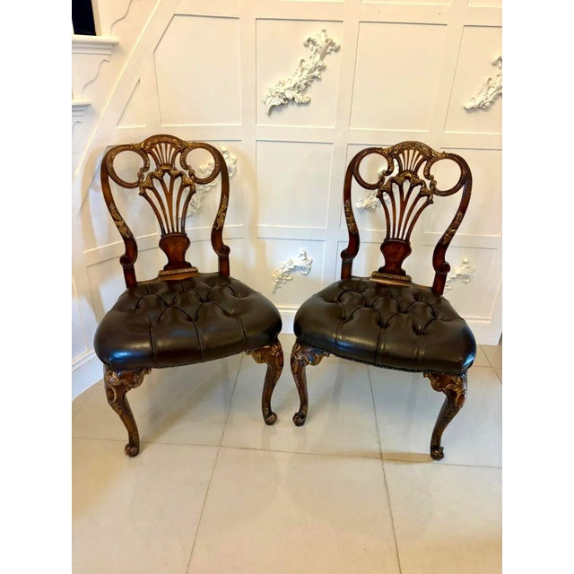 Antique Edwardian Carved Walnut and Gilded Dining Chairs, 1900, Set of 8 For Sale - Image 12 of 15