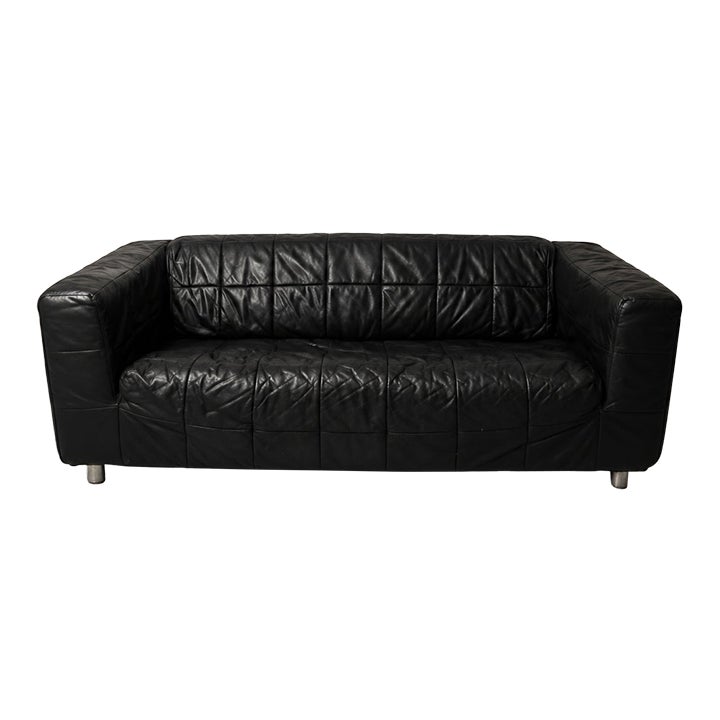 Vintage Ikea Klippan Black Leather Sofa 1980s | Chairish