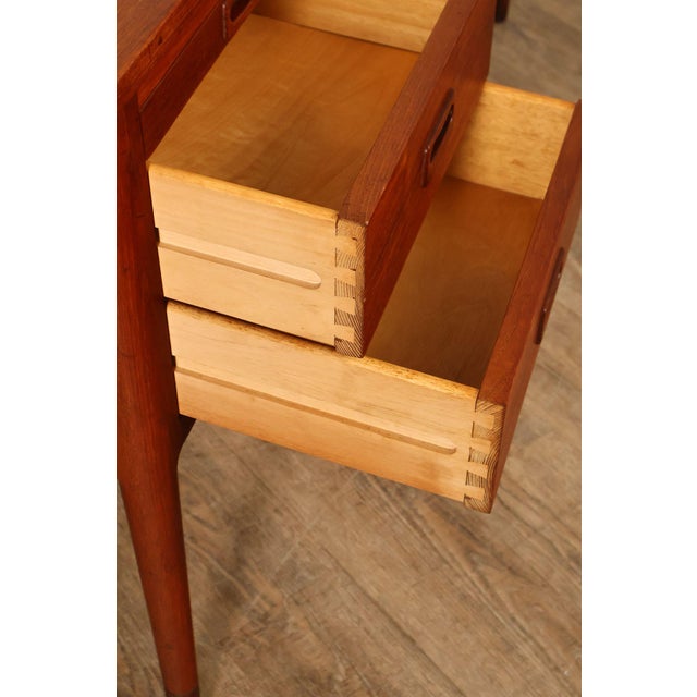 Wood Danish Modern Teak Executive Writing Desk For Sale - Image 7 of 18