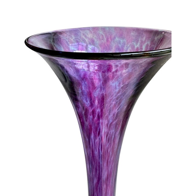 Contemporary Late 20th Century Post Modern Signed Hand Blown Purple Art Glass Vase For Sale - Image 3 of 15