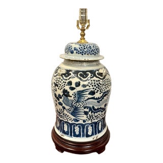 Porcelain Jar Lamp Playing Foo Dogs For Sale